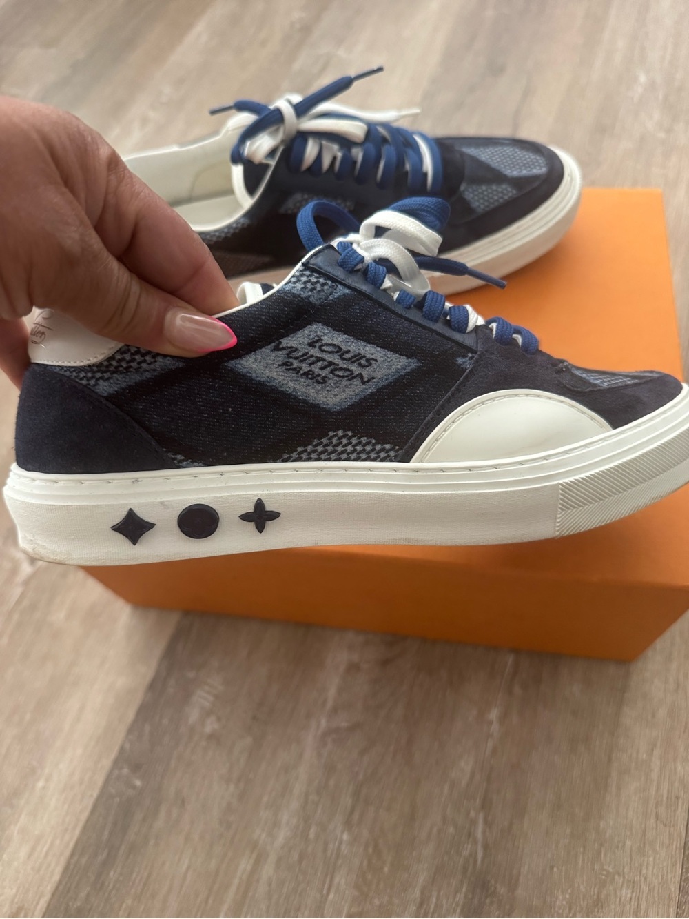 Louis Vuitton Navy and White Low-Top Sneakers